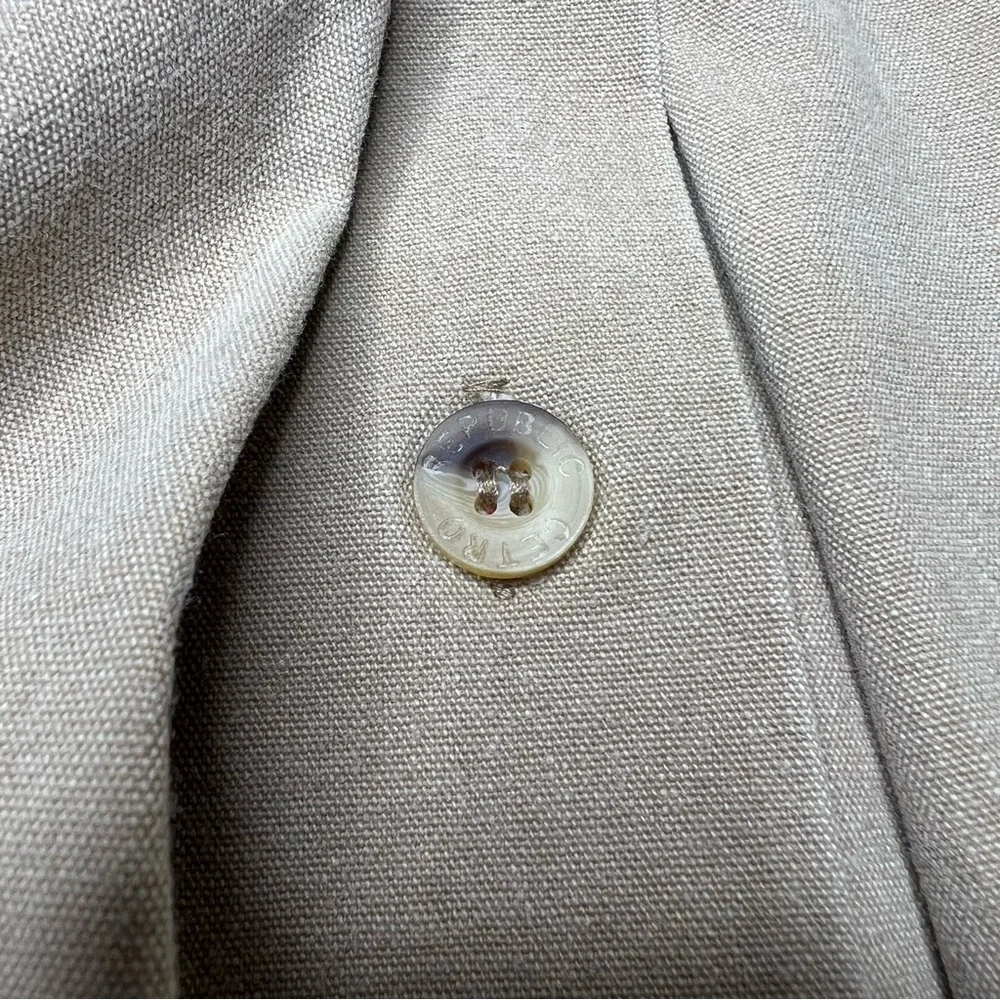 Vintage Cetro Republic Button Front Pleated Midi Skirt in Tan Khaki Western